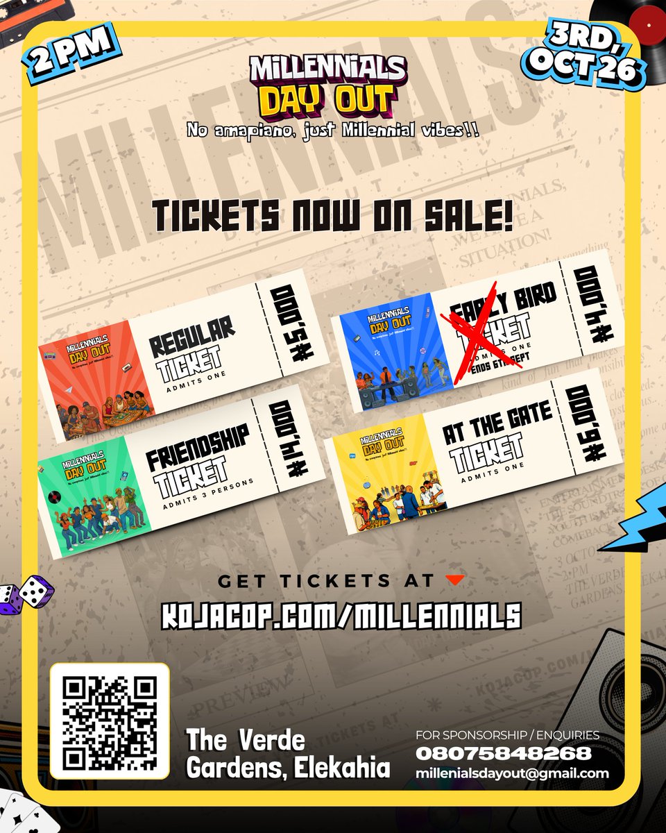 kojacopdesigns's tweet photo. Bring that full blown millennial energy and let the child in you OUT! 😂🕺🏽💃🏽

The games, the vibes, the nostalgia… we’re taking it all the way back! 🥳

🎟️ Grab your tickets and come catch the vibe! https://t.co/lfnqFOqXnc @pizzlehoudini @millenialdayout https://t.co/ivpGR8JVOF