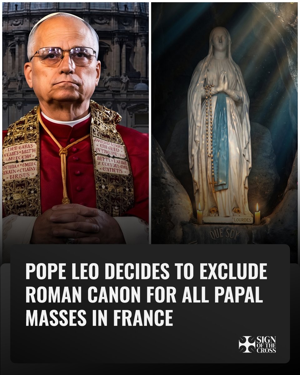 CatholicSOTC's tweet photo. Pope Leo abandons tradition again? He excludes the ancient Roman Canon from all three papal Masses in France, including at Lourdes.

He will use Eucharistic Prayer III in French over the one the Latin Church used for fourteen centuries.

https://t.co/0KDBkVDF13 https://t.co/2JsK63oYuD