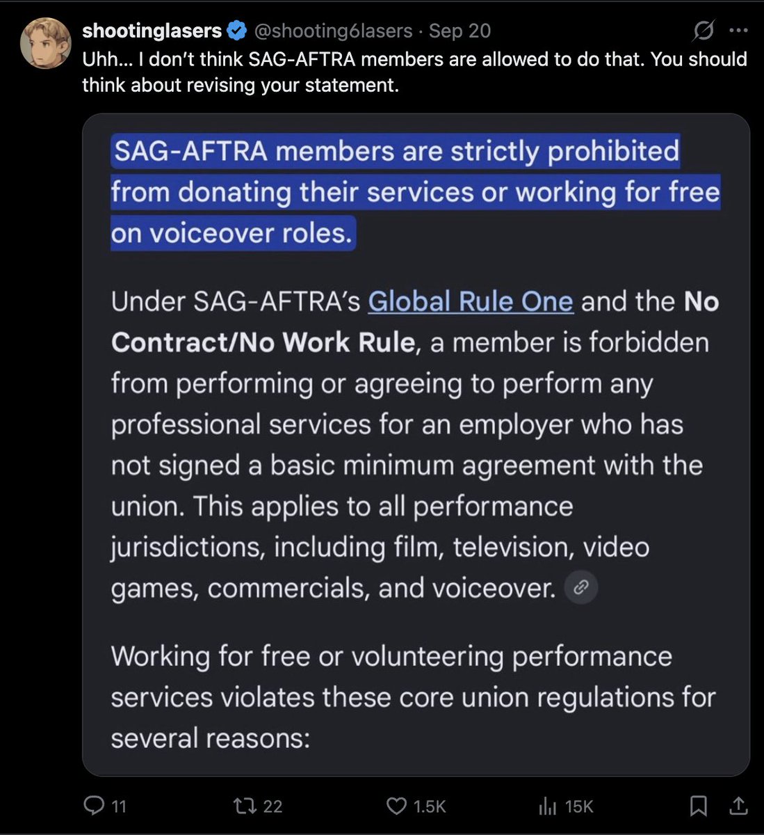 EndymionYT's tweet photo. Double Fine is now doubling down to protect their Erika Ishii involvement & they're getting community noted to be lying to their Kickstarter backers & now it turns out Erika Ishii technically can't even lend voice acting to the project due to being involved with SAG-AFTRA lmao

It just keeps getting worse, amazing