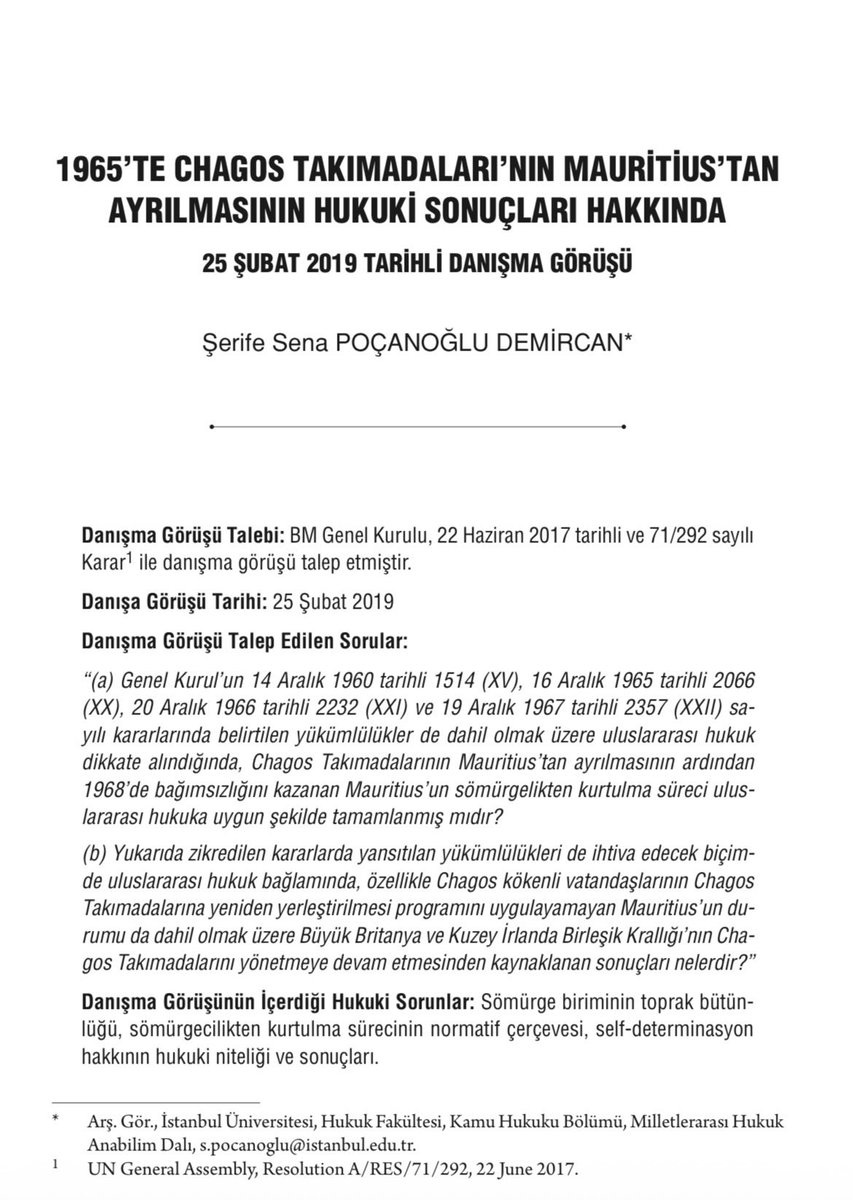 senapocanoglu's tweet photo. “1965'te Chagos Takımadaları'nın Mauritius'tan Ayrılmasının Hukuki
Sonuçları Hakkında 25 Şubat 2019 Tarihli Danışma Görüşü” incelemesiyle katkı sunduğum Milletlerarası Adalet Divanı Danışma Görüşleri (1948–2026) adlı çalışma yayımlandı. https://t.co/LtHhGlrTom