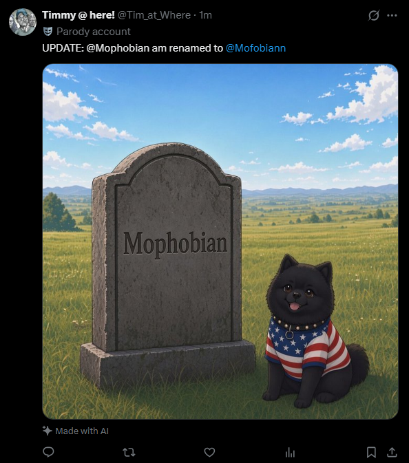 Mofobiann's tweet photo. lol

Well, they really don't like me. This is that report group. https://t.co/KPqQQqM1Fp