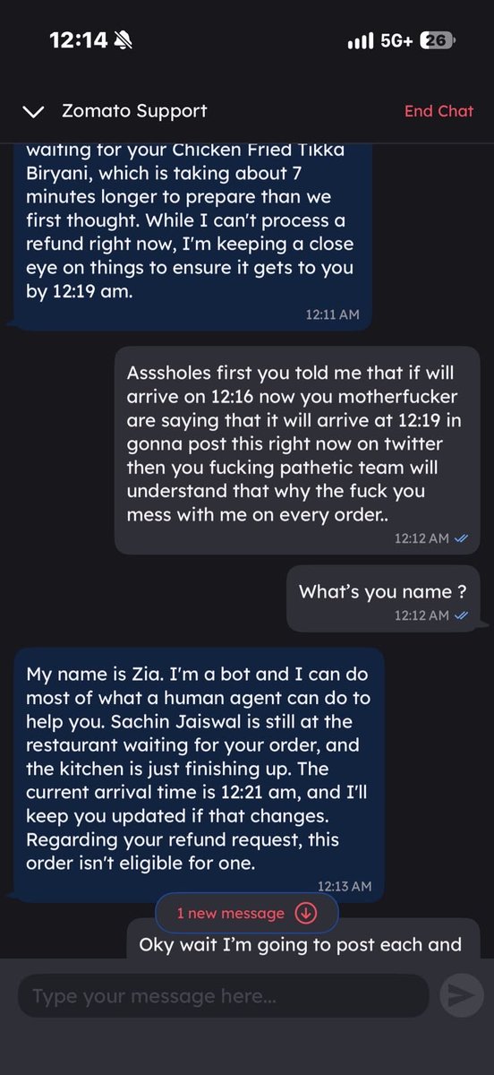Shadow03033's tweet photo. @zomatocare what the fuck is worng with you guys you cant even provide a proper service each and every time you making frustate and having delay issues continuously each every time who the fuxk is responsible?? So its time to clean this shit either just tell me delete the app https://t.co/qjpPD6Z0ub