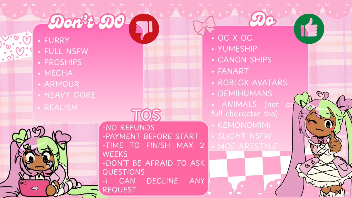 katjquwuu's tweet photo. i decided to lower my prices and make them more affordable. This is my commission sheet , in case someone is interested !!  #commissionㅤ #comissionsheet #art #cutecore https://t.co/xezqL7AIEL