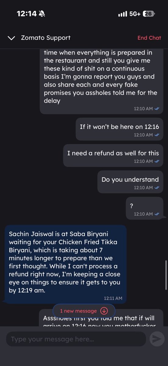 Shadow03033's tweet photo. @zomatocare what the fuck is worng with you guys you cant even provide a proper service each and every time you making frustate and having delay issues continuously each every time who the fuxk is responsible?? So its time to clean this shit either just tell me delete the app https://t.co/qjpPD6Z0ub