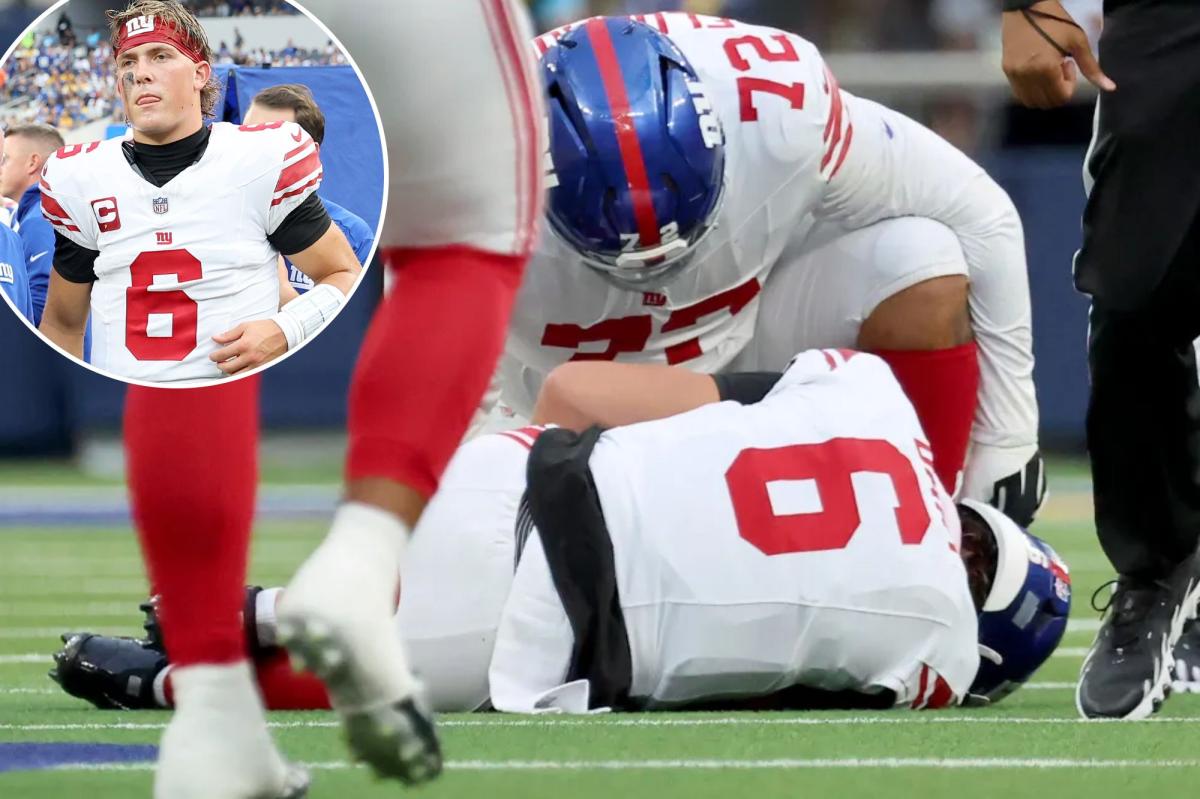nypost's tweet photo. Jaxson Dart could need season-ending surgery in disastrous Giants update https://t.co/dkpvqOqZnP https://t.co/crPNYwg7o2