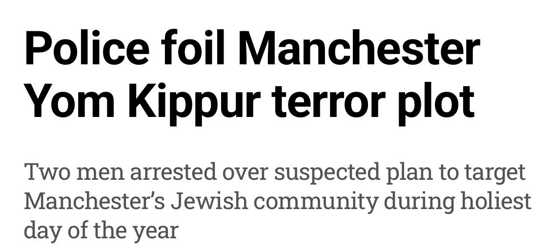 insiderlauren's tweet photo. BREAKING‼️

22 HOURS AGO I told you to BOOKMARK the below tweet ⬇️

I said there was A LOT MORE to this story….

Now it’s breaking: two men in their 30s have been arrested over a suspected terror plot targeting Manchester’s Jewish community during Yom Kippur.

I also broke the news 48 hours before the nationals on the counter terrorism squad being deployed to investigate Ann Widdecombe’s brutal m*rder.

You’re NOT being given counter terrorism news in real time. Why? Because the facts and stats DON’T fit the government narrative.

THIS is why the establishment fear independent media. We won’t be bought, bribed or silenced. 
The public deserve the truth. 
In real time. 🎯🏴󠁧󠁢󠁥󠁮󠁧󠁿🇬🇧👀