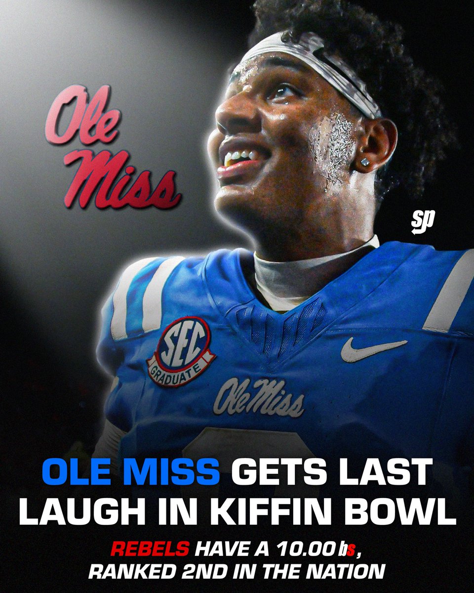 sprtsbite's tweet photo. #OleMiss now has the second highest BiteScore in the nation 🤩

Trinidad Chambliss and the Rebels got the last laugh 😆 https://t.co/lxTNvEFT0P