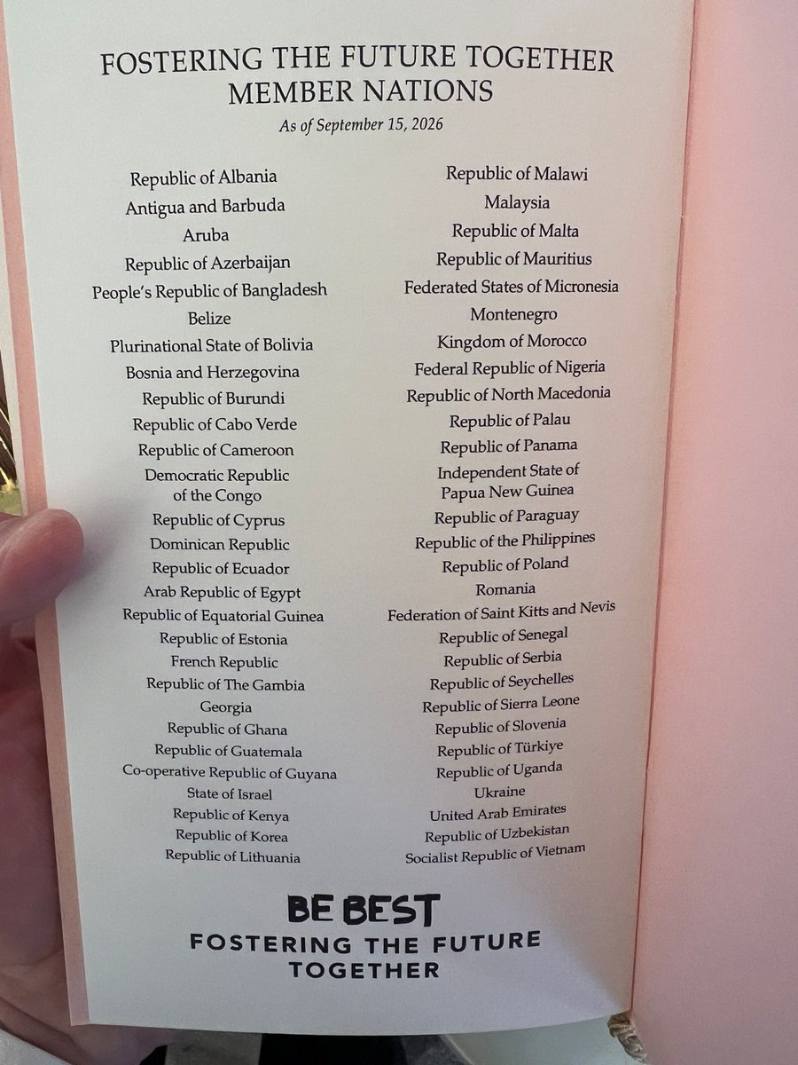 WHPressPool's tweet photo. FLOTUS pool report #2: Quotes - Fostering the Future Together Event in NYC

First Lady Melania Trump took the stage at 1:34 p.m.

The East Wing shared the First Lady’s attire: A black Dolce pant suit with a white cotton Givenchy blouse with an ascot.

Attached is the list of countries attending the event. First Lady of Ukraine Olena Zelenska was among the guests.

Ms. Trump began her remarks by welcoming member nations.

Some quotes:

“Fostering the Future Together now unites nearly 60 nations, many represented here today. You have traveled great distances in support of our children, bringing together distinguished leaders from Panama, the Republic of Korea, Kenya, Albania, Estonia, Dominican Republic, Guatemala and beyond.”

“When nations speak with one voice, the world listens. Our collective influence is profound. Together, we can open doors, move markets, shape policy.  And most importantly, we can change lives for the better.”

“Fostering the Future Together is a global coalition with a unified mission: to empower children through technology and education.”

The First Lady then thanked the new private-sector tech companies for supporting the initiative: Adobe, Amazon, Google, Starlink, Zoom, and Intel.

“Thank you for empowering children with access to technology, all over the planet,” she said.

Ms. Trump wrapped up her speech by sharing the program’s 2026 global events calendar.

She concluded her remarks at 1: 44 p.m. And the pool was ushered out at 1:46 p.m.

Please note that the event was aired on C-SPAN:

Emel Akan
The Epoch Times
Tue. Sep. 22, 2:28 PM