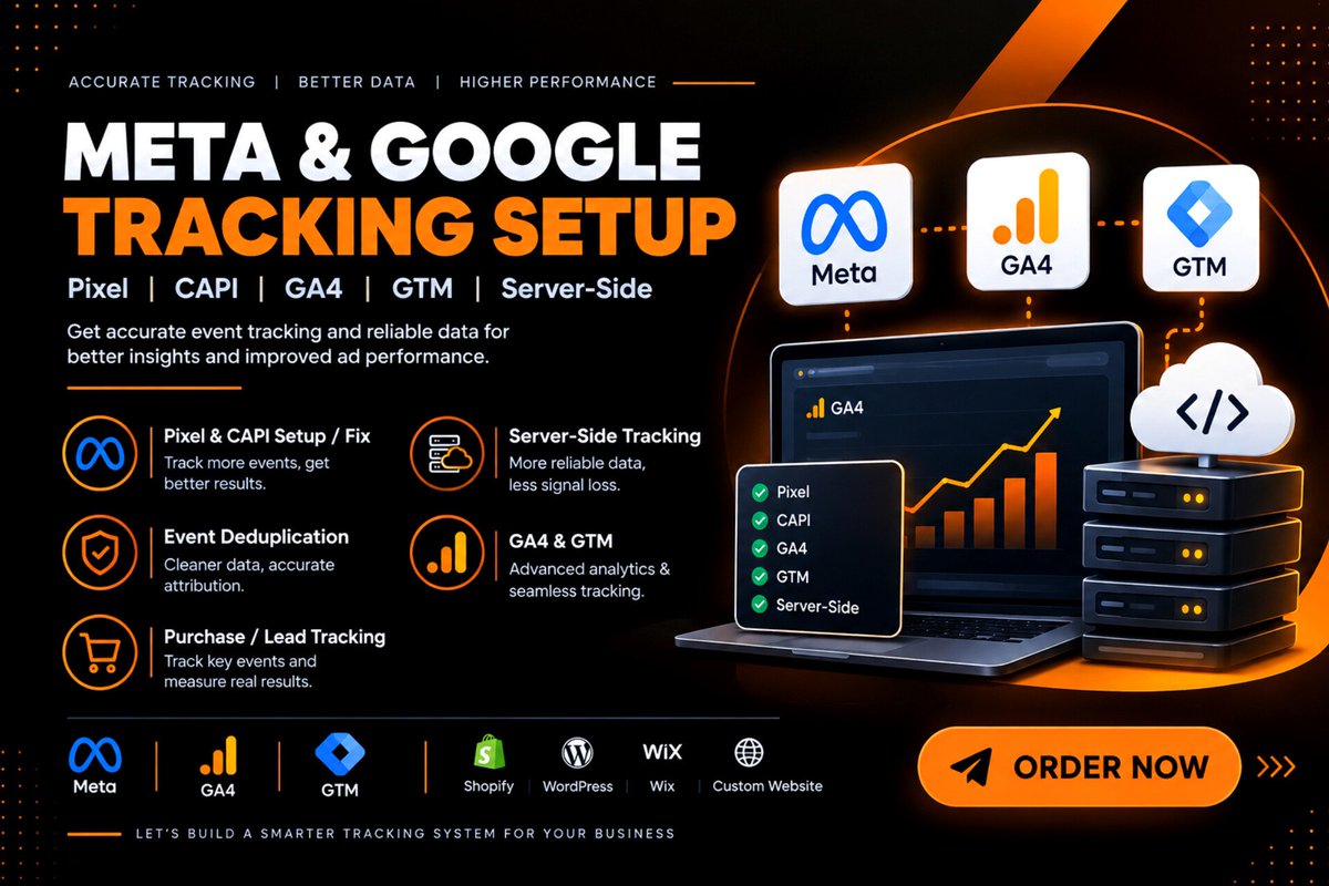 anisur97's tweet photo. 🚀 Facebook Pixel + Conversion API Setup

Track More Data, Improve ROAS.

My core service :
✅ Facebook Pixel
✅ Conversion API (CAPI)
✅ Google Tag Manager (GTM)
✅ Google Analytics 4 (GA4)

📱 WhatsApp: +8801626868084

#FacebookPixel #ConversionAPI #GA4 #GTM #metapixel #capi https://t.co/WcPfrluGWL