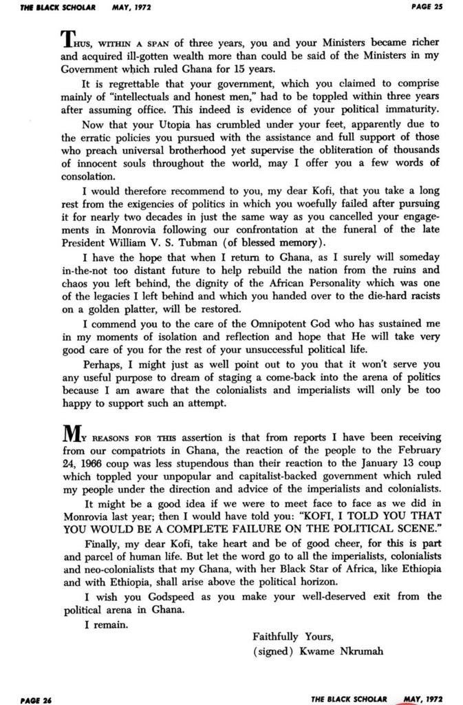 nyavorx's tweet photo. Kwame Nkrumah wrote a lovely letter to Abrefa Busia after he was also overthrown by the military. 

Was Nkrumah teasing him? I've been laughing😂 https://t.co/IzbdsoeanL