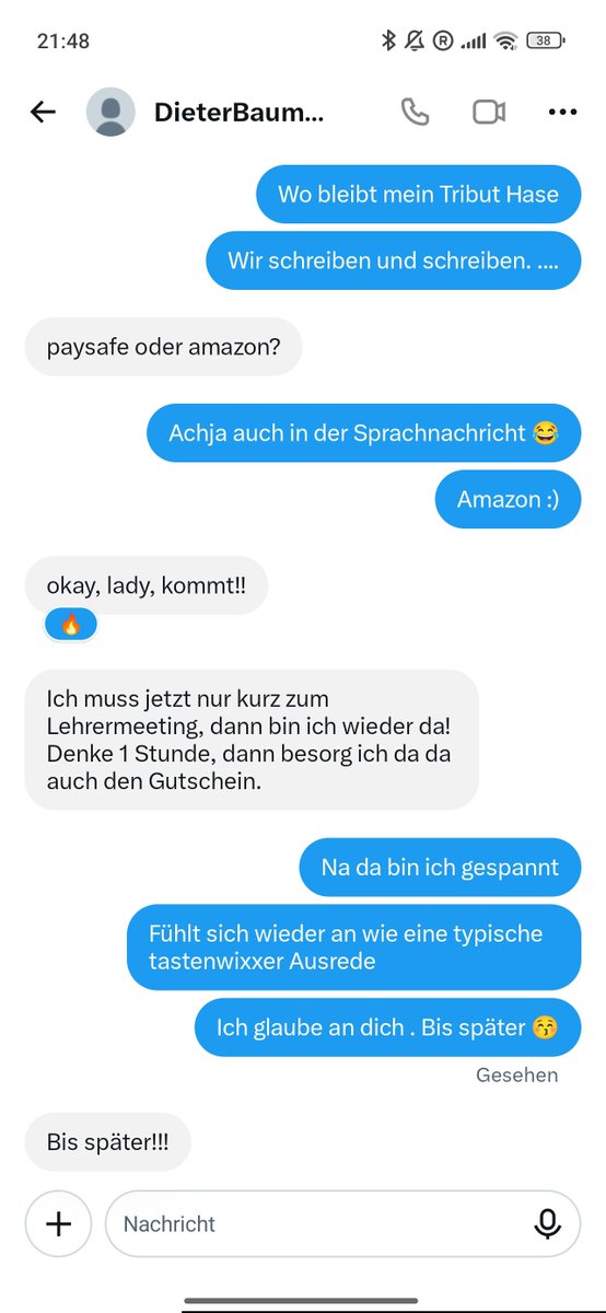 GoddessLauri94's tweet photo. Zeitverschwende ,tastenwixxer,was auch immer😂Will seine scheiße fressen aber es scheitert bei der Tributzahlung und Zack kann ich das Profil nicht mehr sehen 😂@DieterBauma12
Wie mich so Opfer triggern die meine Zeit verschwenden 😡 welcher loser steht zu seinem Wort ? Melden! https://t.co/L1vAF9uhvv