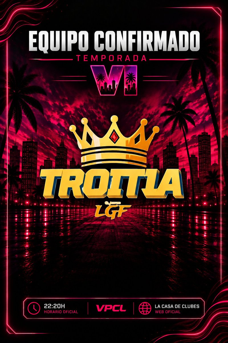 VPCL_Spain's tweet photo. 🚨 CUARTO EQUIPO CONFIRMADO | TEMPORADA VI 🚨

👑 @TroiT1FC ya está dentro.

Otro club que sigue con nosotros en el FC27.

🔥 La Temporada VI sigue tomando forma.

4️⃣ equipos ya confirmados.
¿Quién será el próximo?

#VPCL #FC27 #ProClubs #eSports https://t.co/TRBHyzESJh