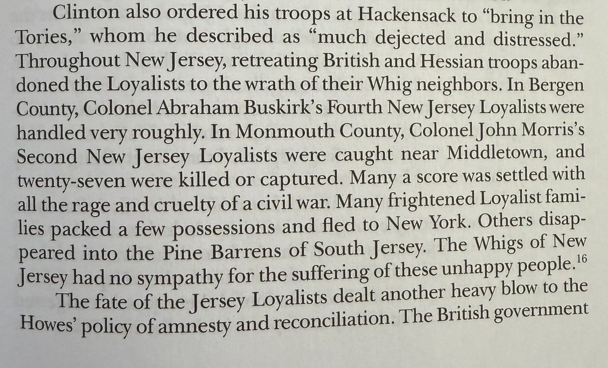 jbhenneman's tweet photo. After Washington’s audacious victories at Trenton and Princeton in 1776-77, the Patriot militia arose in New Jersey, and harassed the British under Gen’l George Clinton into retreating to Perth Amboy and the Hudson. This was very bad news for New Jersey’s Tories. https://t.co/q44LpgVABW