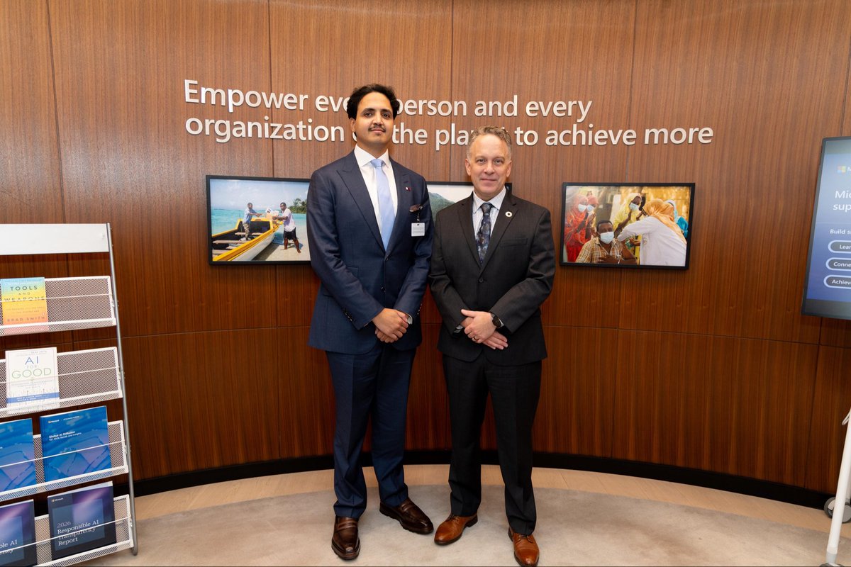ThanibinHamad's tweet photo. I was pleased to meet with Mr. Justin Spelhaug, President of Microsoft Elevate, to discuss the opportunities emerging at the intersection of AI and development.

As technology continues to transform our world, we must ensure that its benefits are shared more widely, equipping people with the skills, knowledge and tools they need to participate in the economies of the future, particularly in fragile settings.

Harnessing innovation is both a responsibility and a significant opportunity to strengthen resilience, expand opportunity and translate technological progress into lasting development impact.

#QatarUNGA81 |#UNGA81| @qatar_fund| @justinspelhaug