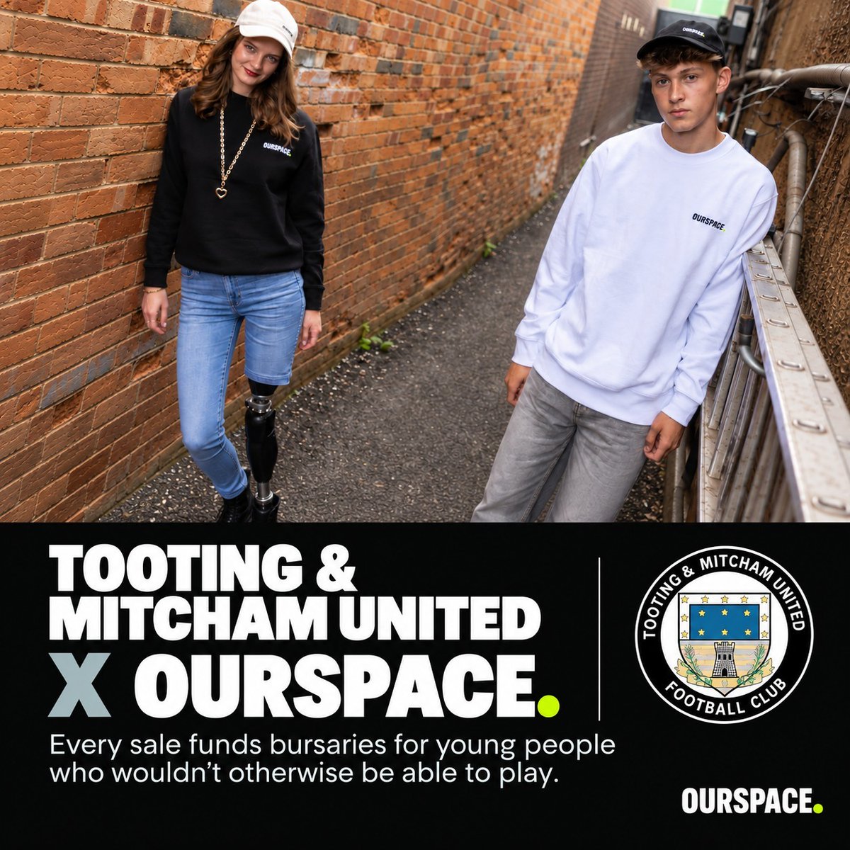 wearourspace's tweet photo. Tooting & Mitcham United FC Youth is the first club in the country to partner with OURSPACE.

Their catchment includes Pollards Hill, one of the most deprived neighbourhoods in the country for child poverty. This is exactly who OURSPACE exists for.

Shop: https://t.co/1WpwLTW9j6

Grassroots clubs: this is an open invite. Set up your own OURSPACE shop, £11–£15 profit per item straight into your cause, no cost to join. Reply or DM to get set up. hello@ourspace.com
