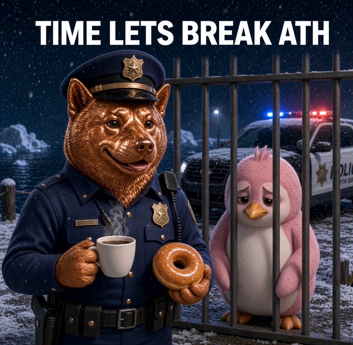 lightihearted's tweet photo. @slingoorio @Wafflesxbt TIME LETS BREAK ATH 🍩☕🚔
Cops are on break. Penguin’s locked up. Chart’s about to go free.
We’re not waiting.
CA: 4ungGanonph3y5UzzDQQVncZE7BoG4DpWKDMYSfq2LEX
#Solana #Memecoin https://t.co/vZEK6bUbDb