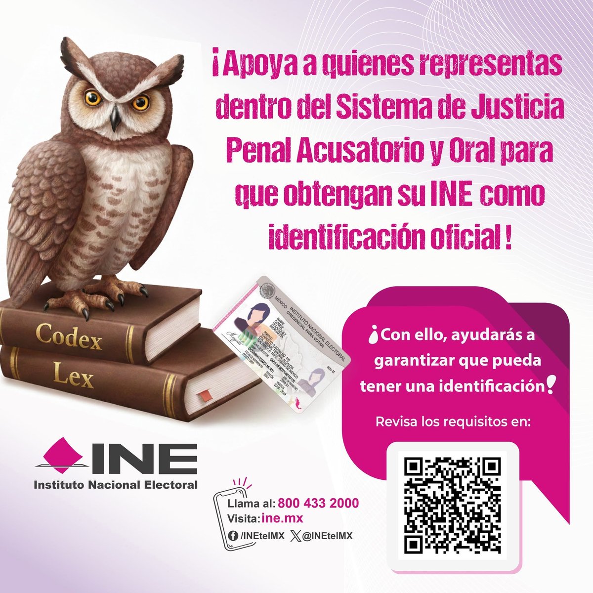 Inejd01's tweet photo. ¡Su derecho a la identidad no se detiene! 
Si tienes un familiar o amistad en reclusión, ayúdalo a obtener su INE. Es fundamental para que tenga una identificación oficial.
¡Infórmate y bríndale tu apoyo! escanea el código QR o visita el sitio web. #INE #DerechoALaIdentidad https://t.co/in00GlDJjO