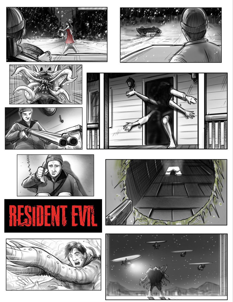 SimeonWilkins1's tweet photo. A small sampling of the storyboard work I did with Zach for Resident Evil.  Not an ounce of AI here- all hand drawn! #ResidentEvilㅤ https://t.co/gmNPBqXXcH