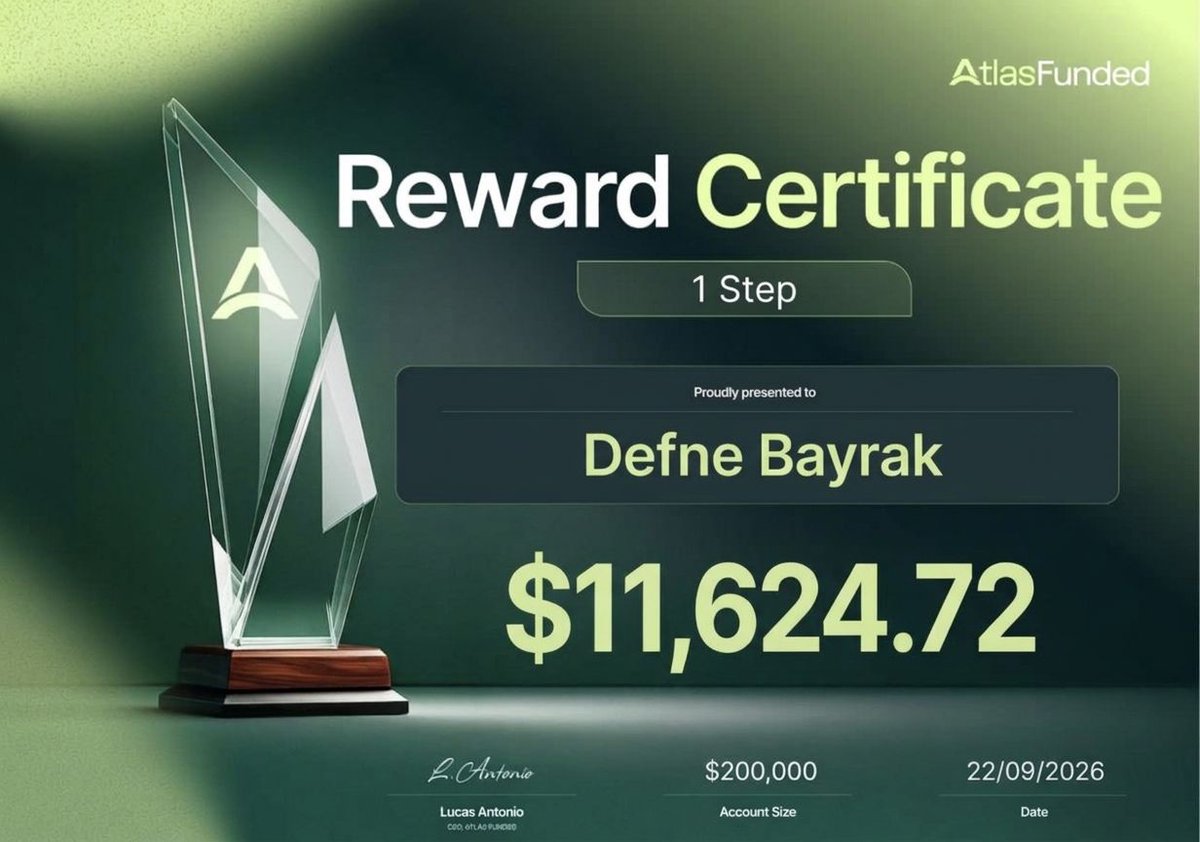 atlasfunded's tweet photo. 🎉 Congratulations to Defne Bayrak!

Defne got rewarded $11,624.72 from her $200K Atlas 1 Step Account.

One step, one clear plan, one strong result. 

That is how it is supposed to work.

Start now 👉️ https://t.co/WVnk2x6C4C https://t.co/Q2YXtPJvyn
