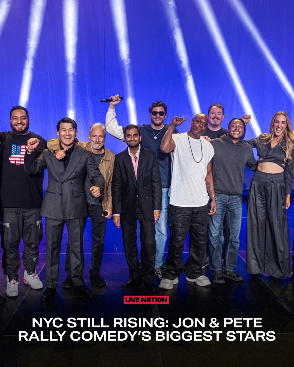 LiveNationCmdy's tweet photo. 25 years later, NYC is still rising 🗽@jonstewart and Pete Davidson brought an unforgettable night of laughter, resilience, and giving back to Madison Square Garden—all in support of 9/11 charities.

📷: Mathieu Bitton, Emma Wannie / MSGE https://t.co/t4pD2jMx8R