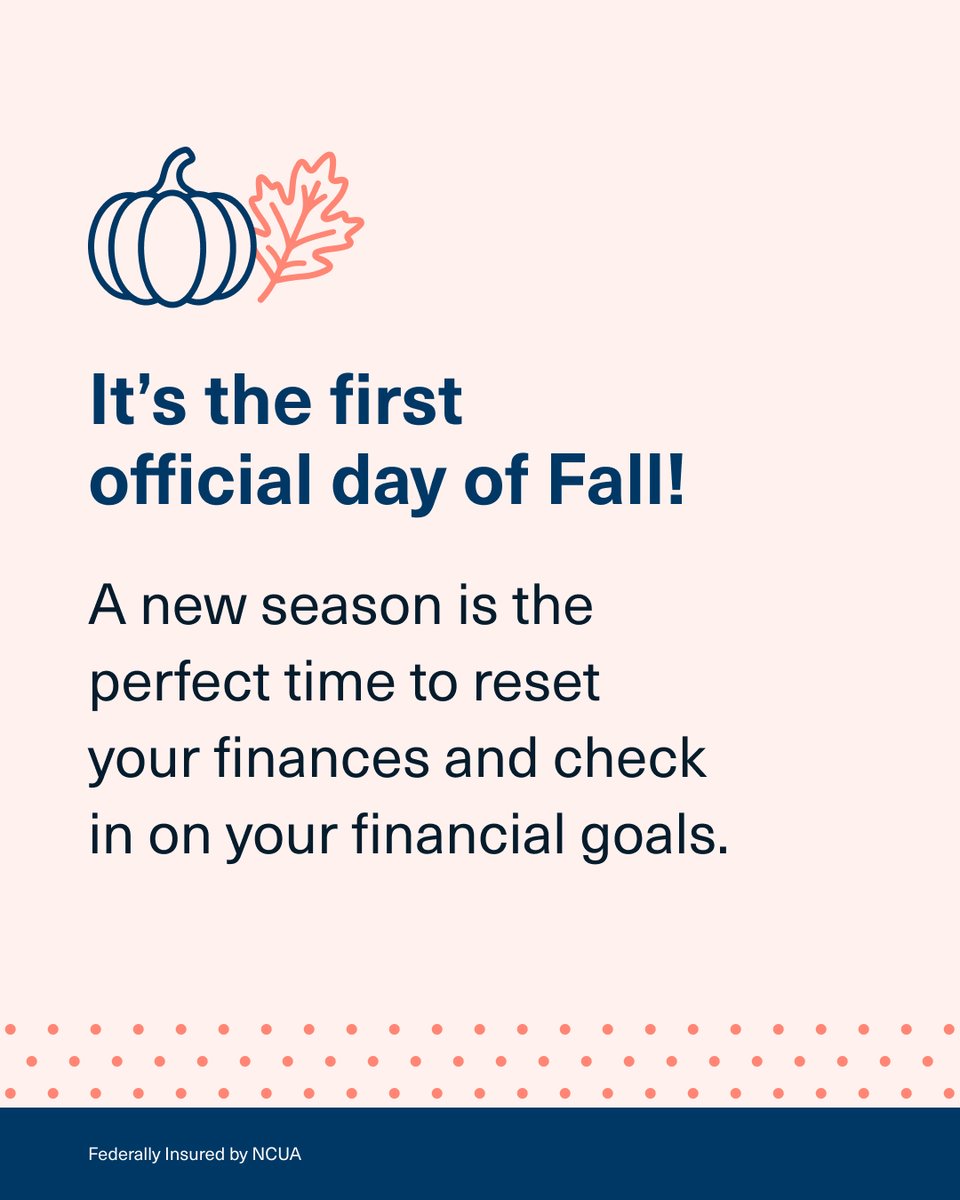 CU1forAll's tweet photo. Happy first day of Fall! A new season is a perfect time for a financial reset. Spend some time with your budget to make sure you're on track to meet your 2026 financial goals! https://t.co/h8CctOmrOw