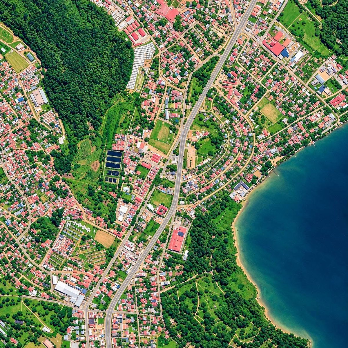 lulanzeashirafu's tweet photo. Entebbe Municipality from above. https://t.co/B8U5tzZgGb
