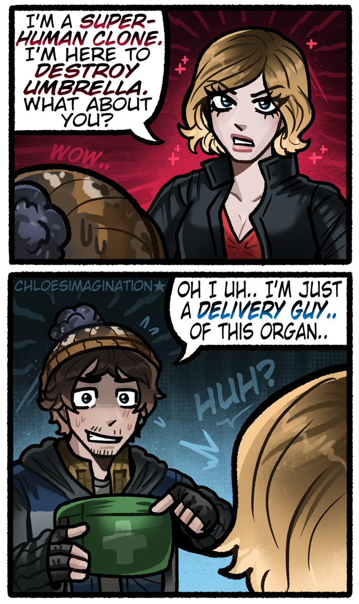 ChloeImagine's tweet photo. Bryan and Alice are total opposites in the resident evil movie.. https://t.co/k8mY9Ogwh0