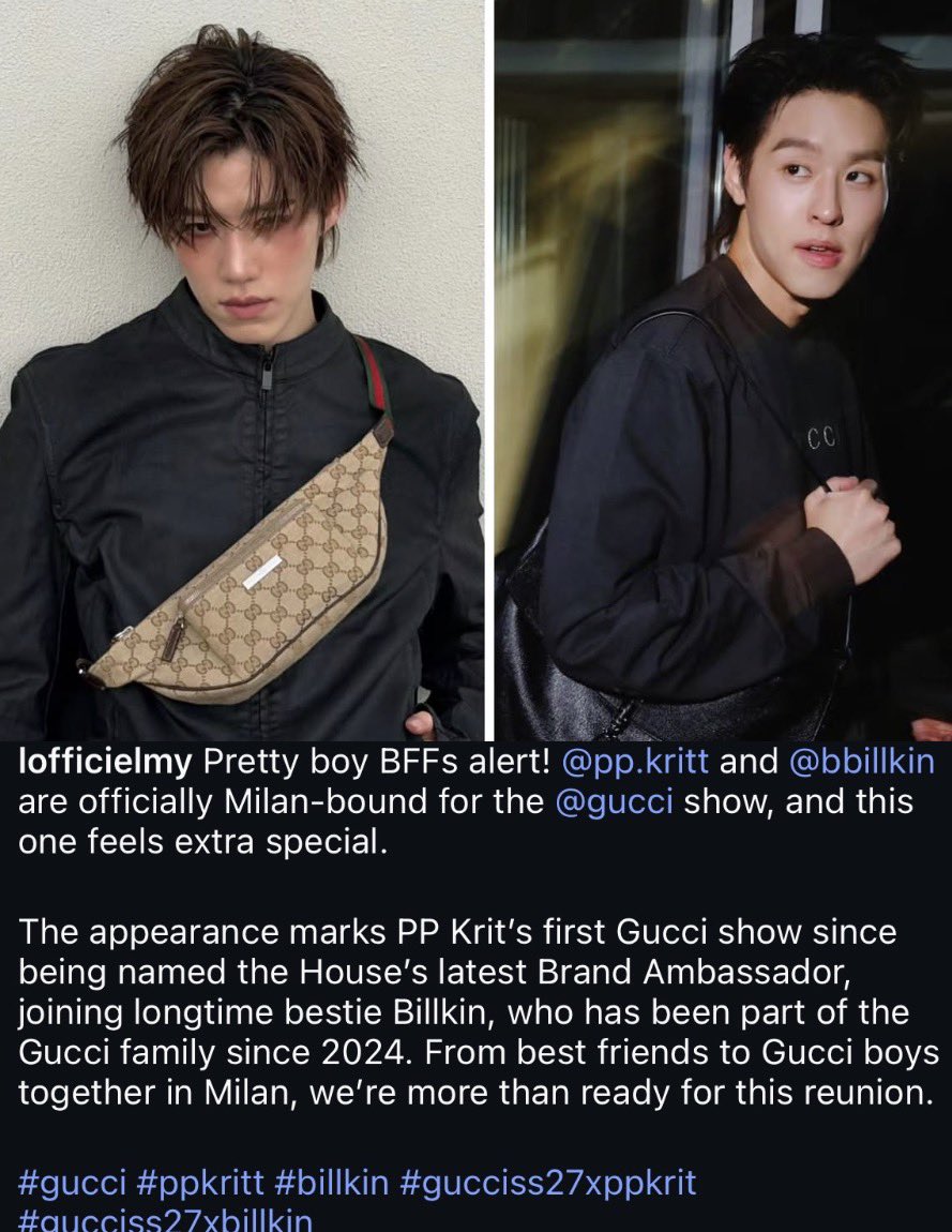 masterPe4ch's tweet photo. “We’re more than ready for this reunion”

ทุกคนรอการกลับมาของบิวกิ้นพีพี 5555555

BILLKIN GLOWING IN MILAN
PP KRIT X GUCCI MFW26 #GUCCISS27xPPKRIT #GUCCISS27xBILLKIN #GucciTheStoreShow #GUCCI https://t.co/uBO1RNzjmD