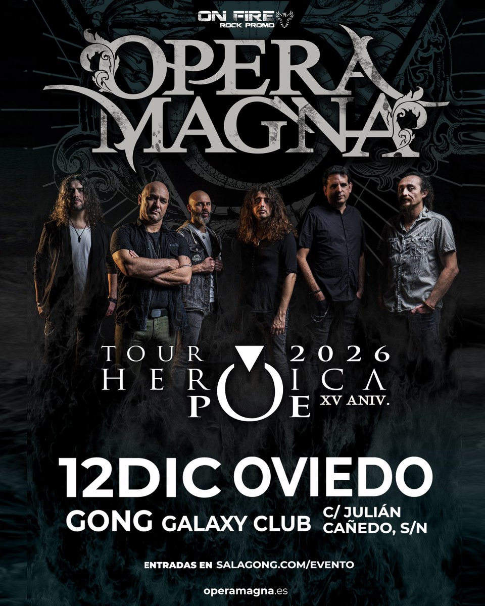 OperaMagna's tweet photo. Oviedo, llega vuestro momento.  
El 12 de diciembre celebramos los 15 años de POE con un setlist especial para la ocasión.
Después de un año con una respuesta increíble del público… 🔥 No faltéis!
🎟️ Entradas:  
https://t.co/JKSfoyNUU9 https://t.co/d9zdpGLIZU