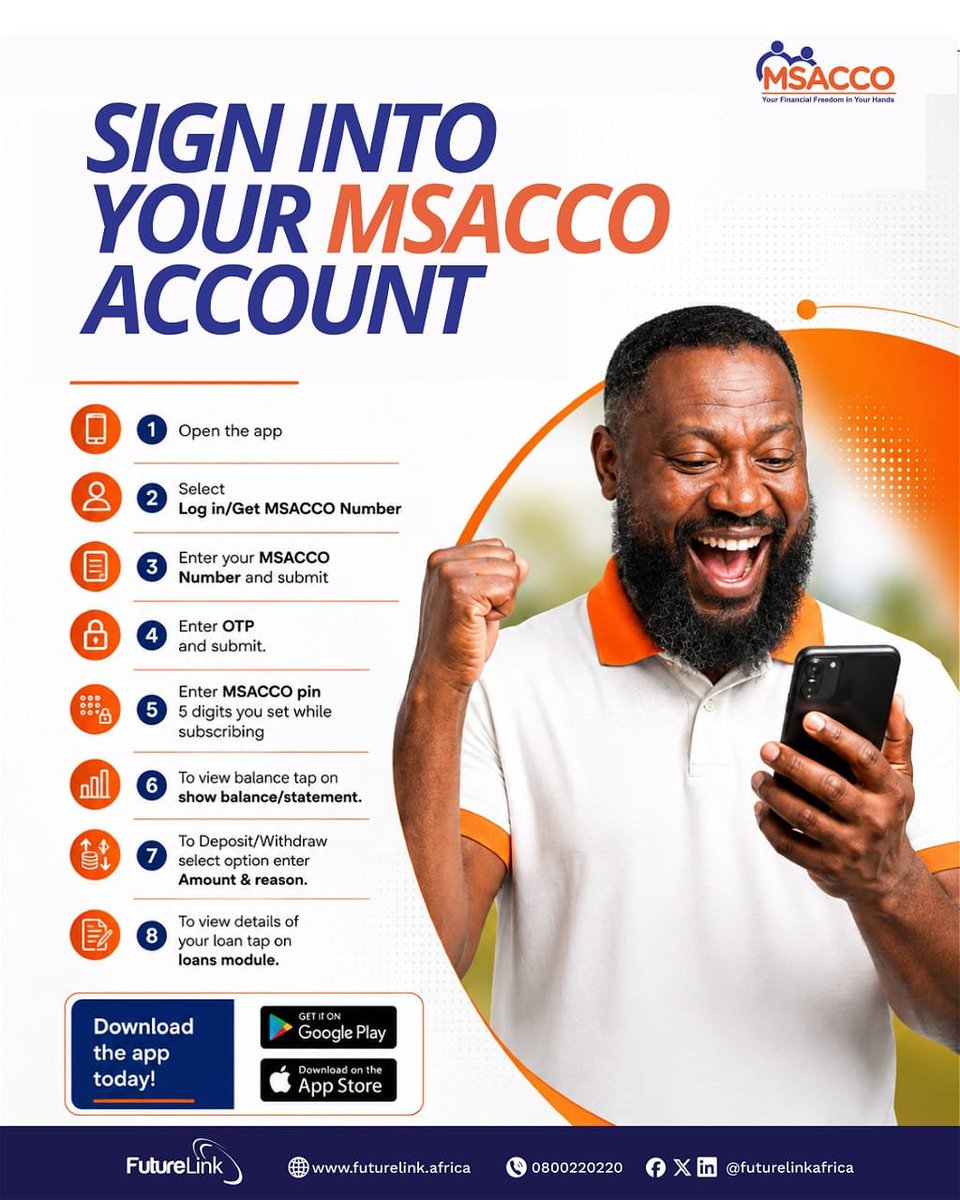AMDASACCO's tweet photo. With the **MSACCO App**, you can conveniently:
✅ Monitor your account
✅ Save money
✅ Buy shares
✅ Pay your loans

**Save. Invest. Grow with AMDA SACCO — conveniently from your phone!** 💚📱
@AMDAUganda https://t.co/RKCz2ILbT0