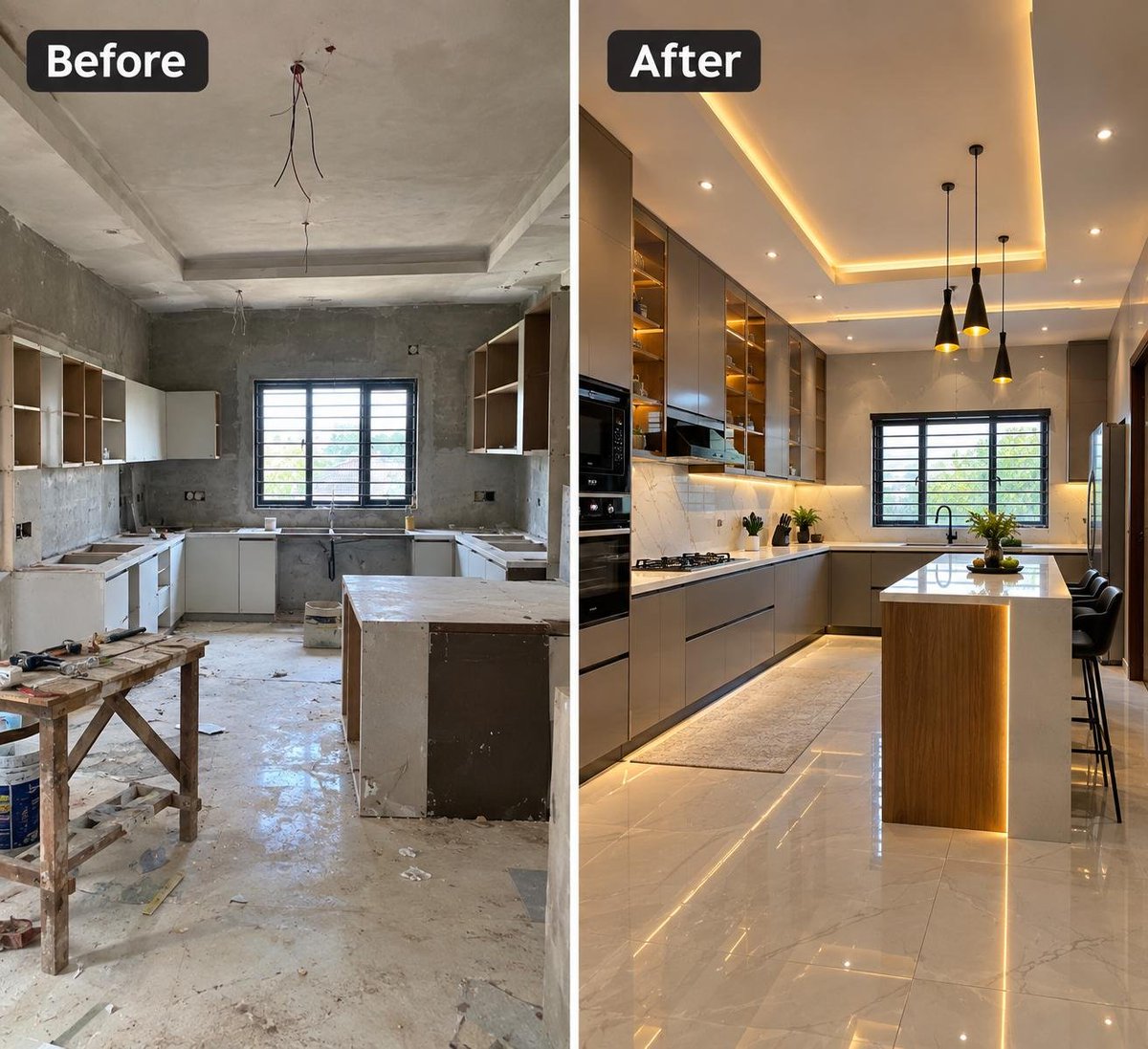 Alwaysss_Bk's tweet photo. You would not believe this is the same kitchen...

From unfinished walls and bare cabinets to a modern kitchen that completely changed the space.. https://t.co/HlWVr4eVEm