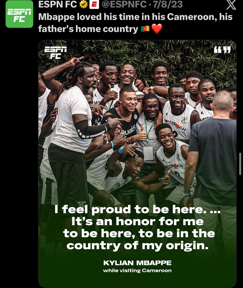 CallmePat_ricia's tweet photo. Good deeds are never hidden. Every good thing Kylian Mbappé has done for the children of Cameroon through his foundation continues to speak for him. 

They tried to attack him for saying he wants to dedicate his Ballon d’Or to Africa, yet the evidence of how deeply connected he is to his roots is everywhere.

If this man says he wants to dedicate his Ballon d’Or to Africa, you who have done nothing remotely close to what he has done for African children have no right to tell him what he should or shouldn’t do.

Africa is for you, Kylian Mbappé Lottin..🤍
#MbappéBallonDor2026