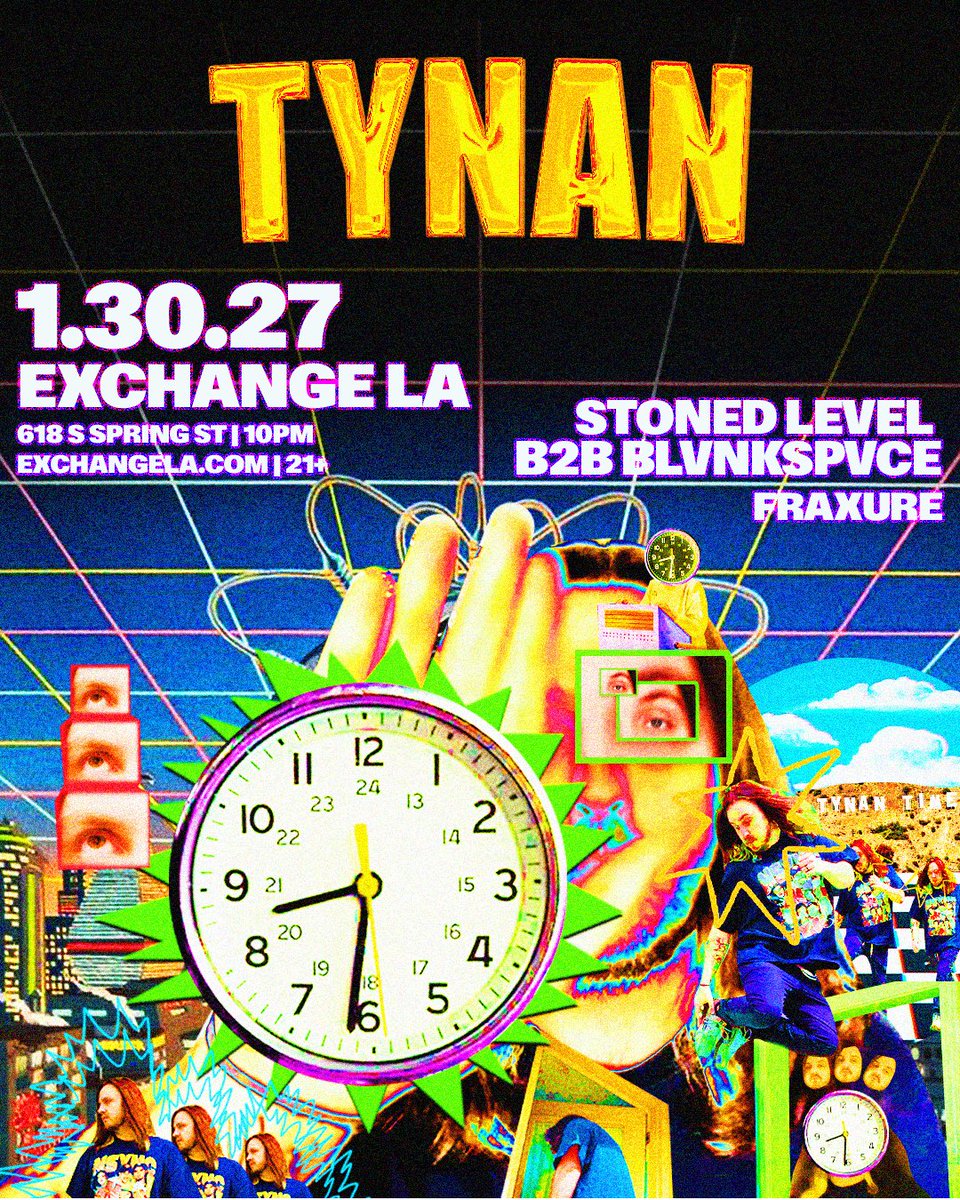 ExchangeLA's tweet photo. You already know it's @tynanofficial  time on Saturday 1/30 alongside @StonedLevel b2b @BLVNKSPVCE_  and #fraxure.

Sign up for presale now. General on sale Thursday 9/17 at 12pm PT: https://t.co/U6TcigjcV0 https://t.co/YXnSULz66a