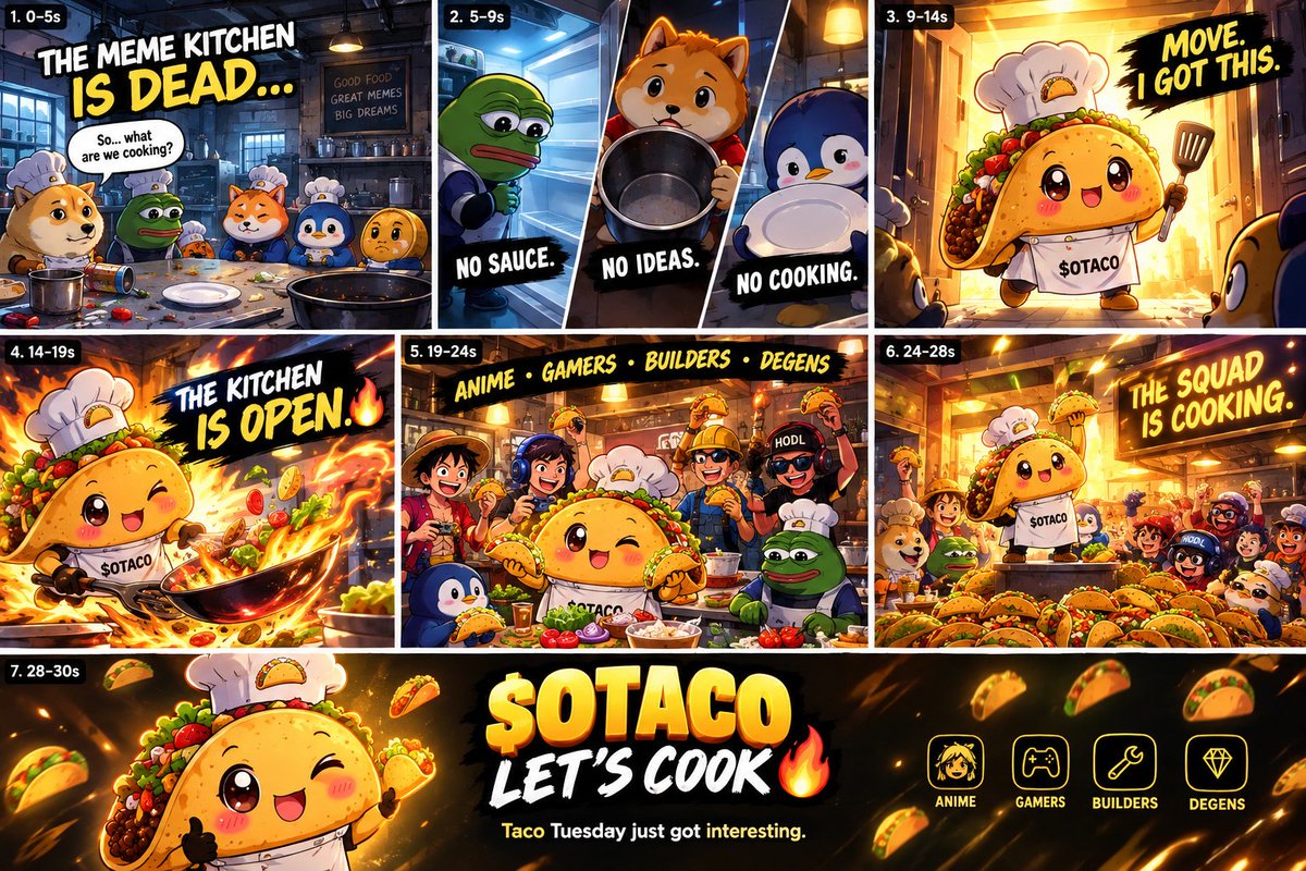 Ayo141208's tweet photo. Taco Tuesday got serious real quick 🌮😂

The kitchen was quiet

Everyone was waiting for someone to cook
Then $OTACO pulled up with the chef hat

Now the whole squad is cooking🔥

Anime fans. Gamers. Builders. Degens

The kitchen is open👀🌮

$OTACO #TacoTuesday

@OtakuTacoCoin https://t.co/FDYixHO2LF
