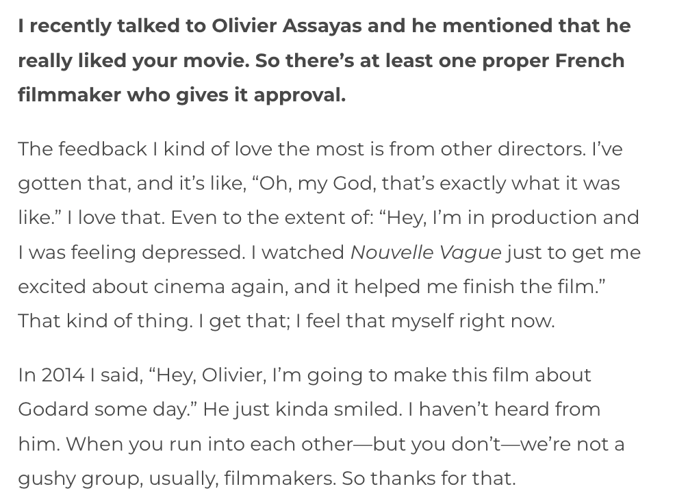 Nick_Newman's tweet photo. I had a long, excellent talk with Richard Linklater about Criterion's Nouvelle Vague 4K, Godard, Antonioni, and Alex Jones: https://t.co/nJvXDgSCDK https://t.co/T0YrmnWc83