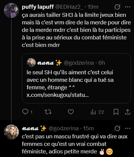 EDHaz2_'s tweet photo. mooort donc être une femme immunise au fait de dire de la merde sous couvert de féminisme mdrrr sale CONNE https://t.co/xbVi7xCY3s