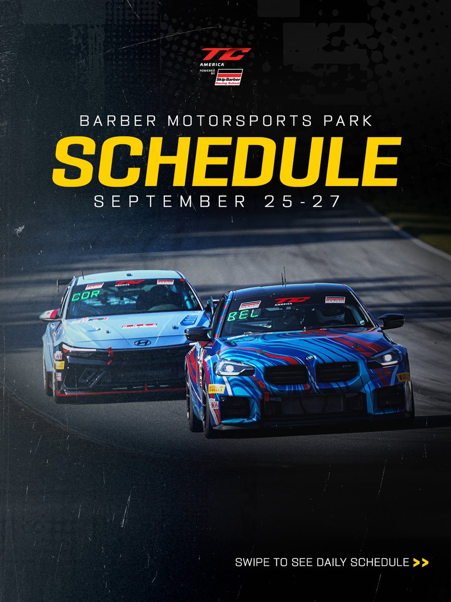 tc_america's tweet photo. Things are about to get busy at Barber Motorsports Park. π
Hereβs when to catch all the action β¬οΈ
π΅ https://t.co/JhYiIJJDmV
π£ https://t.co/CvXF9QhqTB
π΄ https://t.co/pxZlgQPJHr
β±οΈ https://t.co/oEUbtSC2hG
#TCAmerica #GTBHM https://t.co/2I3hibzBb1