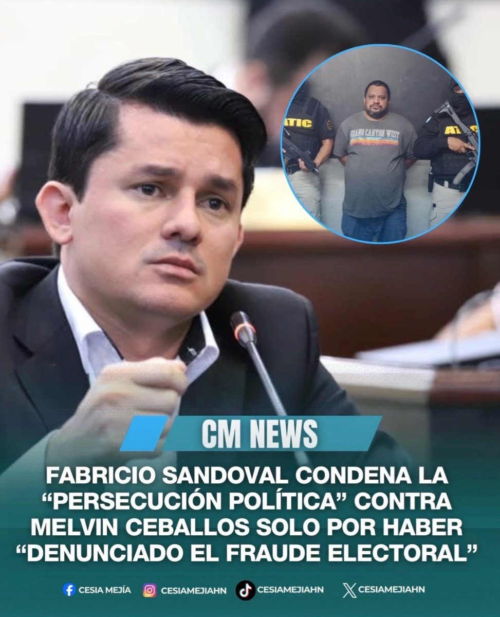 CesiaMejiaHN's tweet photo. ➪El diputado del Partido Libertad y Refundación, Fabricio Sandoval, condena la “persecución política” contra su compañero Melvin Ceballos, y señala que ha sido injustamente capturado solo por haber denunciado el fraude electoral cuando “la mafia del poder” impuso mediante fraude electoral a un presidente de facto. Sandoval exige a la Corte Suprema de Justicia brindar las garantías constitucionales y dar inmediata libertad al dirigente Melvin Ceballos. 

 #lifestyle #noticias #honduras #cmnews