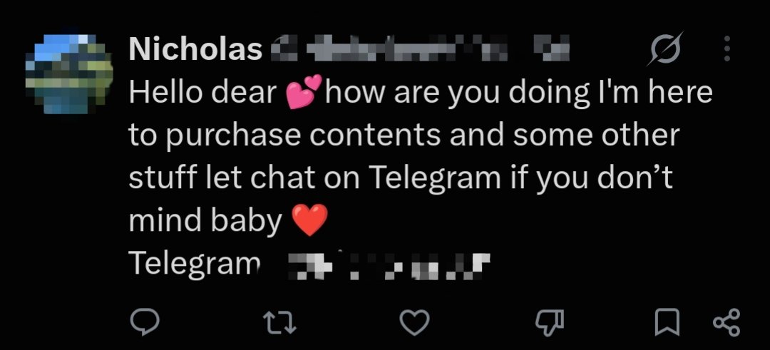 silksugarlocket's tweet photo. actually yes nicholas i do mind

pro tip for baby dommes: if you ever see shit like this under your posts,  it's 9.99 times out of 10 a scam. DO NOT message these weirdos on telegram or anywhere else lmao

#findom #findumb #babydomme #finsub #buyingcontent #sellingcontent https://t.co/1rnvcyVXAv