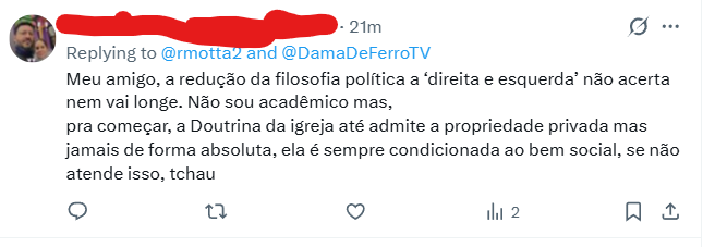 rmotta2's tweet photo. Na verdade, essa afirmação não é apenas errada - ela é o contrário da realidade.

O conceito moderno de direitos humanos - entre os quais se inclui o direito à propriedade privada - vem do trabalho de pensadores medievais, como os escolásticos, Santo Agostinho, Graciano, Huguccio, Santo Tomás de Aquino e William de Ockham, e o papa Inocêncio IV, que combinaram as ideias cristãs com a filosofia clássica, reinterpretando o direito romano e o direito natural.

As ideias que sustentam o liberalismo moderno —direitos naturais, igualdade perante a lei e governo representativo — foram estabelecidas por esses pensadores e juristas canônicos medievais entre os séculos XII e XV.

A propriedade privada é, antes de tudo, uma proteção contra o poder do Estado. Essa ideia surge no Iluminismo, principalmente com John Locke. Mas ela não é fruto de uma ruptura, e sim do amadurecimento jurídico de intuições cristãs medievais que o Iluminismo apenas secularizou.

E tchau.

(trecho extraído do meu próximo livro Marx Não Era Marxista)
-------------------
[Se essa postagem foi útil a você, considere a possibilidade de fazer uma assinatura do perfil - e muito obrigado 🙏]