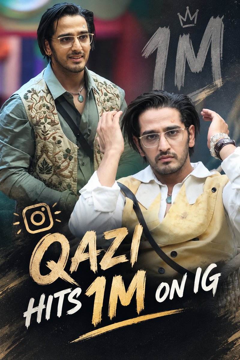 DipankarJo18390's tweet photo. QAZI HITS 1M ON IG

ONE MILLION and the journey is only getting started. From winning hearts inside the Bigg Boss house to building a massive community outside, Qazi Touqeer’s rise has been truly special. Here’s to every fan who made this milestone possible and to many more millions ahead.

#QaziTouqeer