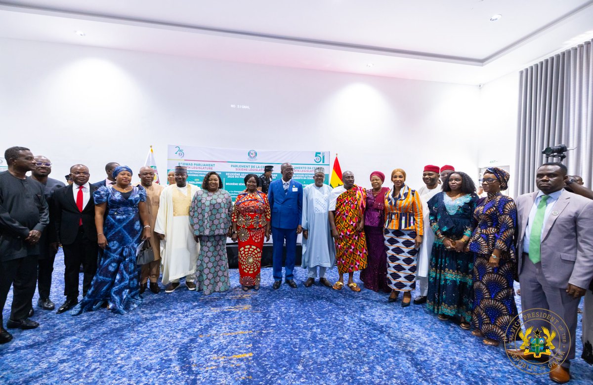 NJOAgyemang's tweet photo. I joined the ECOWAS Parliament in Accra today for the joint opening of its Second Extraordinary Session and Second Parliamentary Seminar of 2026, under the theme “Climate Change as a Driver of Environmental Degradation, Population Displacement and Growing Insecurity in the ECOWAS Region.”

Across West Africa, the effects of climate change are increasingly evident in disrupted livelihoods, displacement, and growing insecurity. These challenges do not respect national borders, and our response should not either.

I therefore emphasised the need for even greater regional cooperation and investment in communities to help them withstand and recover from these pressures. Protecting livelihoods and strengthening food security are development priorities and also essential to peace and stability.

The ECOWAS Parliament has an important role in ensuring that regional integration is felt in the everyday lives of our citizens: in how easily we can move, trade, work, and pursue opportunities across our region.

That commitment to regional integration is deeply rooted in Ghana’s history, from the Pan-African vision of Osagyefo Dr Kwame Nkrumah to the contributions of successive governments. Ghana remains committed to building a more united, integrated and prosperous West Africa.