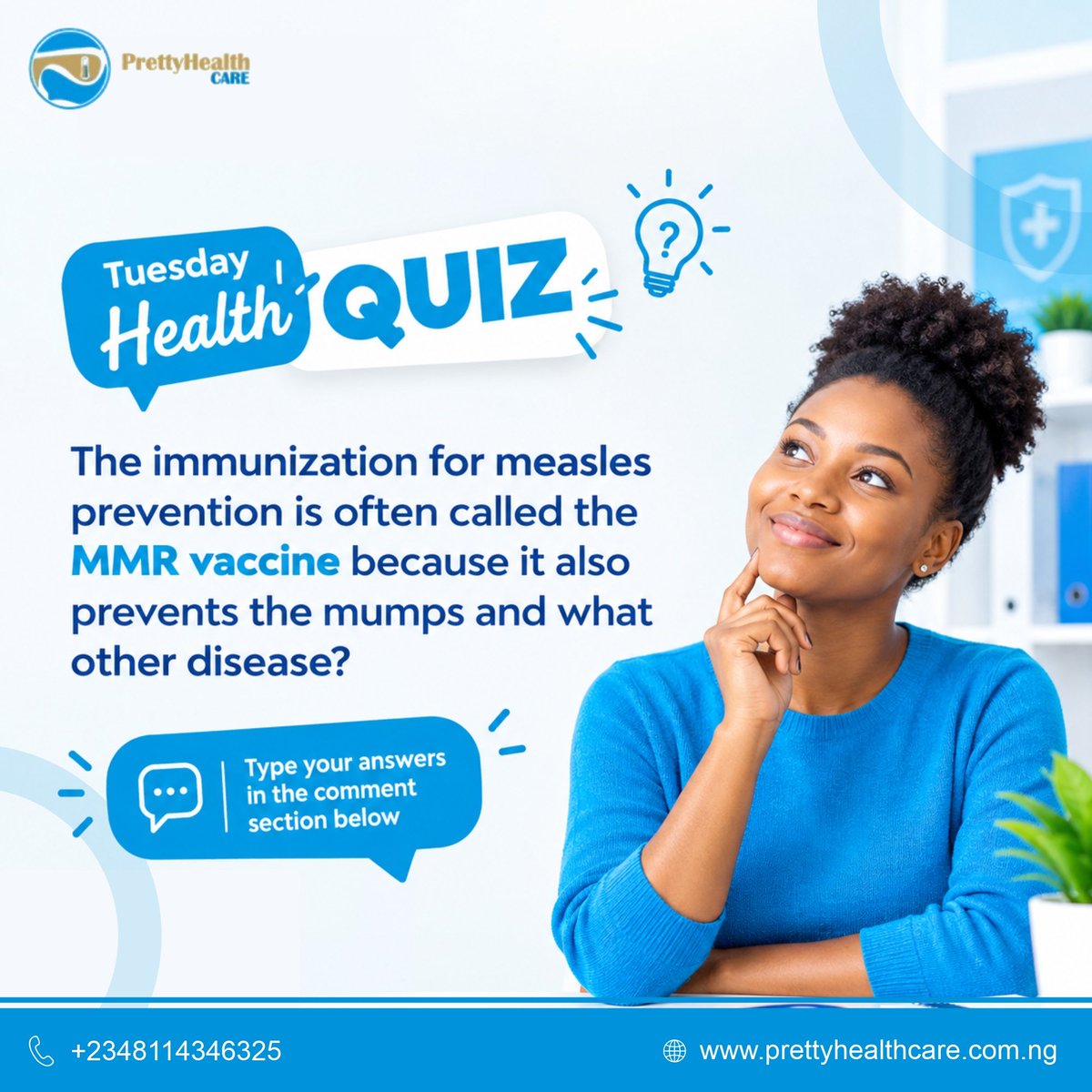 Prettyhealth_'s tweet photo. 🧠 Tuesday Health Quiz!

Do you know the answer? Test your health knowledge and drop your answer in the comments below! 👇

#TuesdayHealthQuiz #HealthAwareness #PrettyHealthcare #HealthyLiving https://t.co/v8EmTv8BRU