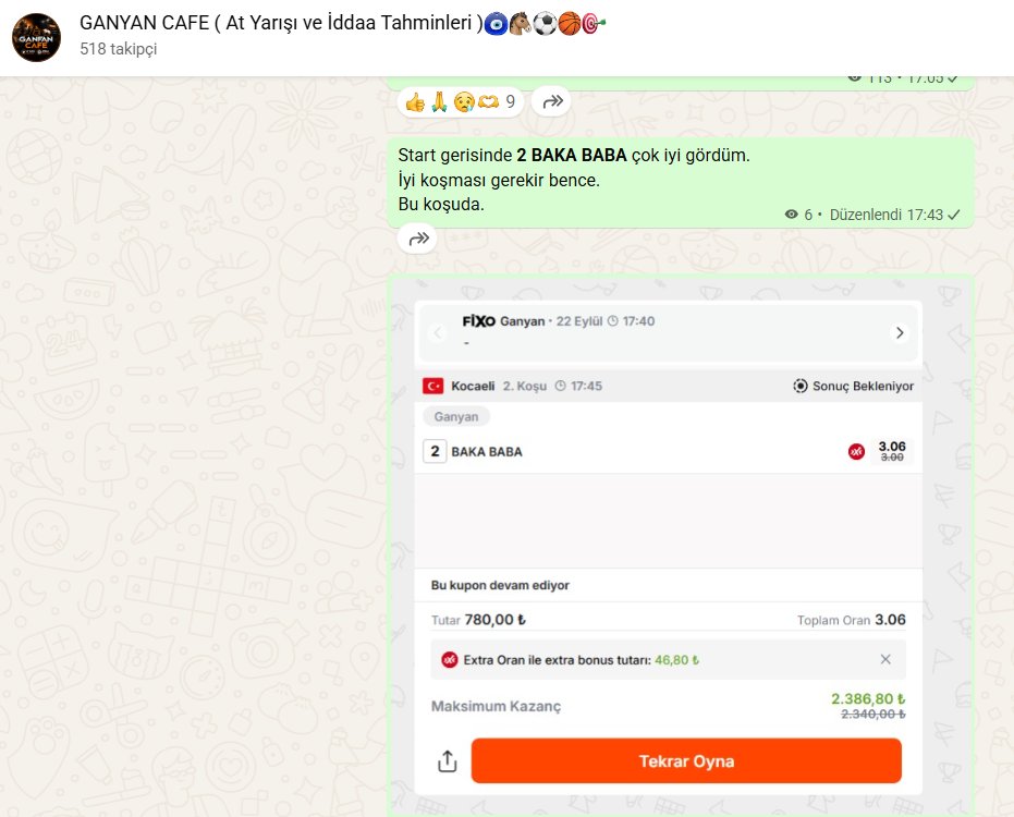 ganyanlagel's tweet photo. Whatsapp grupta bu hizmete de başladık.

Kanala gelmek için Link.
https://t.co/RfBL0SmMOa