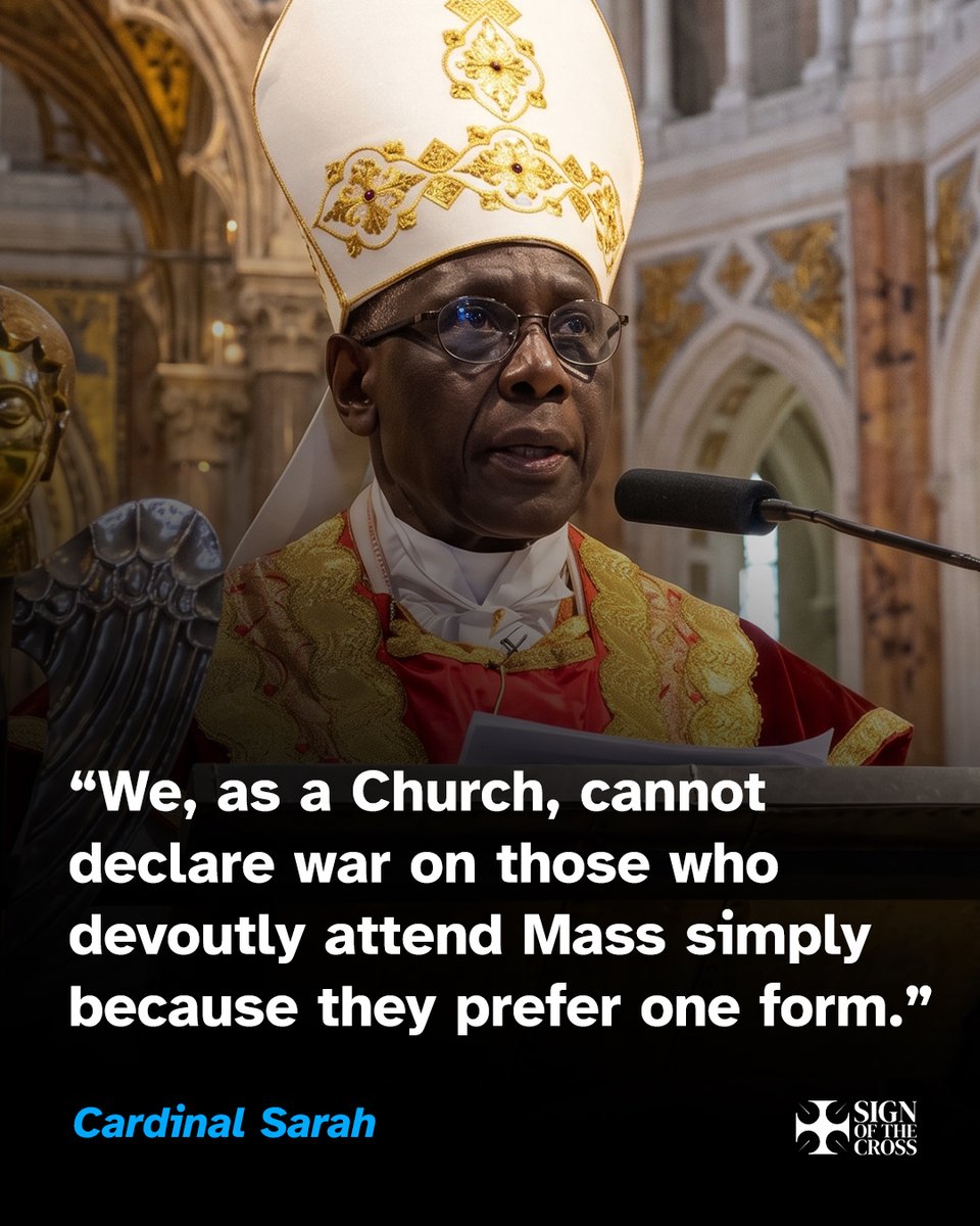 CatholicSOTC's tweet photo. Cardinal Sarah: "We, as a Church, cannot declare war on those who devoutly attend Mass simply because they prefer one form."

https://t.co/Jbw0lYtJTg https://t.co/nByazLTAQX