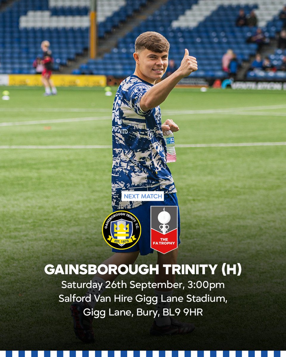buryfcofficial's tweet photo. With the international break here, make sure you’ve got your plans sorted for Saturday. 

Get down, bring a friend and back the lads! 🤍💙

🔗 https://t.co/PpynTzzXAj

#buryfc https://t.co/NUyeosIpQJ