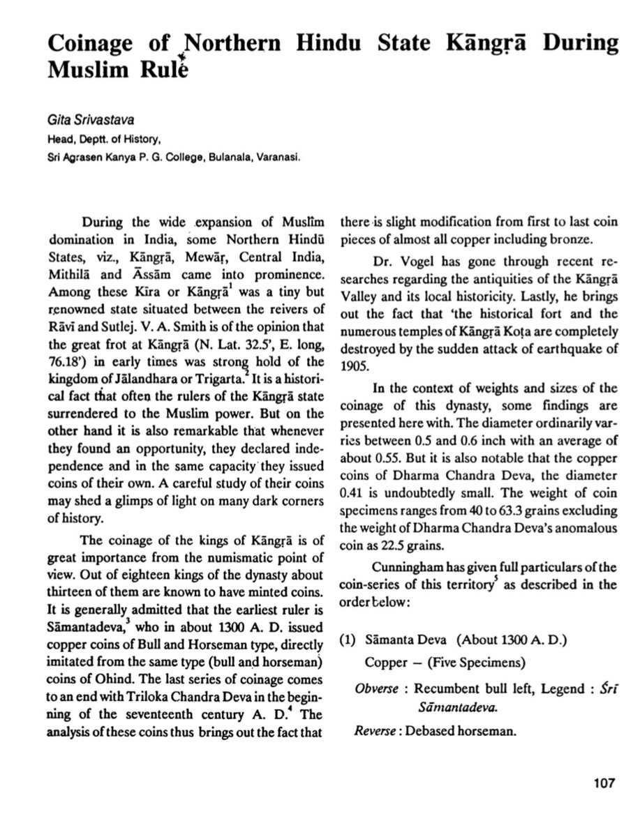 Scion_of_Agni's tweet photo. 🪷 Numismatic Evidences of Independence of Rajputana States ( Kangrā ).

Katoch Rajpūts of Kangra were one of the very rare &amp; powerful Rulers of Medieval India that maintained their independence throughout the Khiljī &amp; Mughal Era. 

[ 1/2 ] https://t.co/J32ELQD8B0