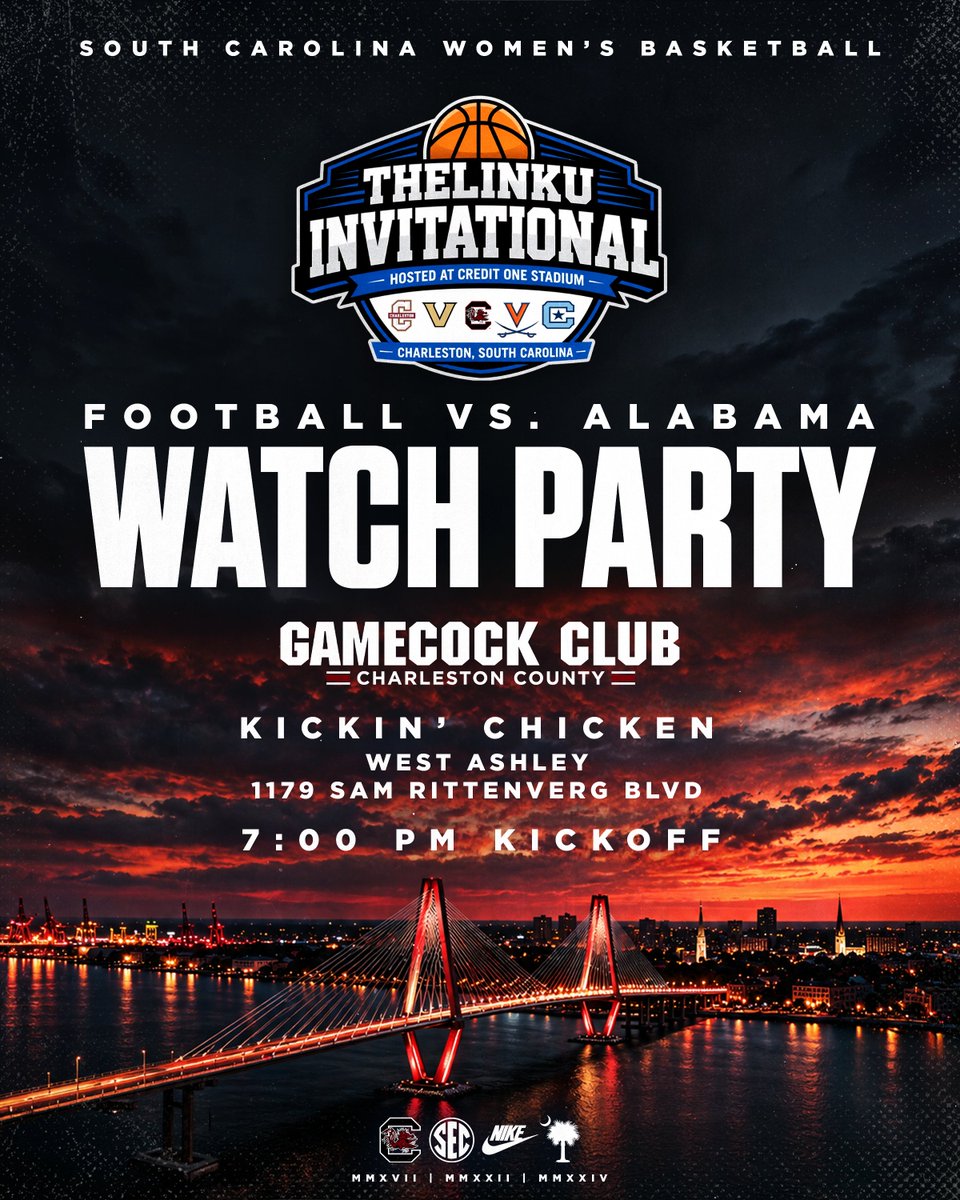 GamecockWBB's tweet photo. If you're coming to see us in Charleston this weekend...

Friday Chalk Talk 
🎟️ https://t.co/kettqqN967
Includes autograph session!

Saturday Watch Party
With Charleston Gamecock Club!

Sunday
GAME DAY!!!!