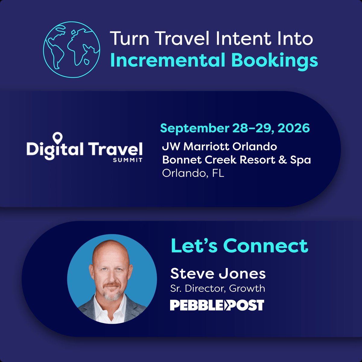 PebblePostPDM's tweet photo. Travel and hospitality marketers are up against it.

Long consideration cycles, fragmented booking paths, and seasonal demand swings make it especially hard to prove what's working.

That's our sweet spot.

We help leading brands turn traveler intent into incremental bookings through purchase-data-driven Programmatic Direct Mail and Performance CTV.

If you're heading to Digital Travel Summit next week, DM us to set up time to connect with Steve Jones in person.

He'll happily share how PebblePost can help you:
- engage in-market travelers when they're ready to book
- drive bookings outside peak travel periods
- increase repeat bookings, upgrades, and lifetime value
- prove real revenue impact across booking channels with closed-loop measurement

We'd love to compare notes on what's working in travel and hospitality marketing right now.

#digitaltravelsummit #travelmarketing