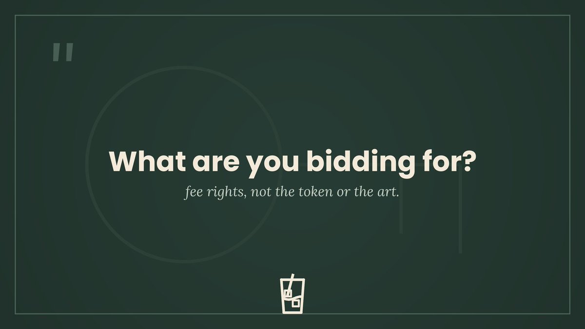 ICETEAPROJECT's tweet photo. What are you actually bidding for? Not the token supply. Not rights over the artist or the song. Just the pool's fees, two thirds of every trade, for as long as you hold the role. https://t.co/fl9h0pZhq5